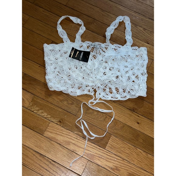 Forever 21 White Lace Knit Sleeveless Crop Top - Girls / Juniors - XL - Picture 5 of 5